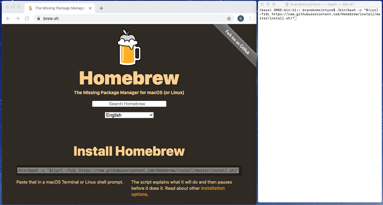 terminal homebrew install mac