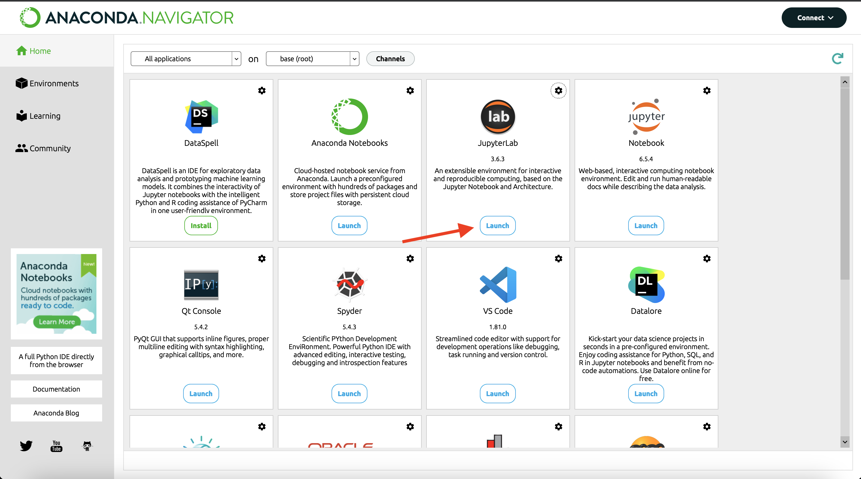 anaconda navigator Jupyter lab